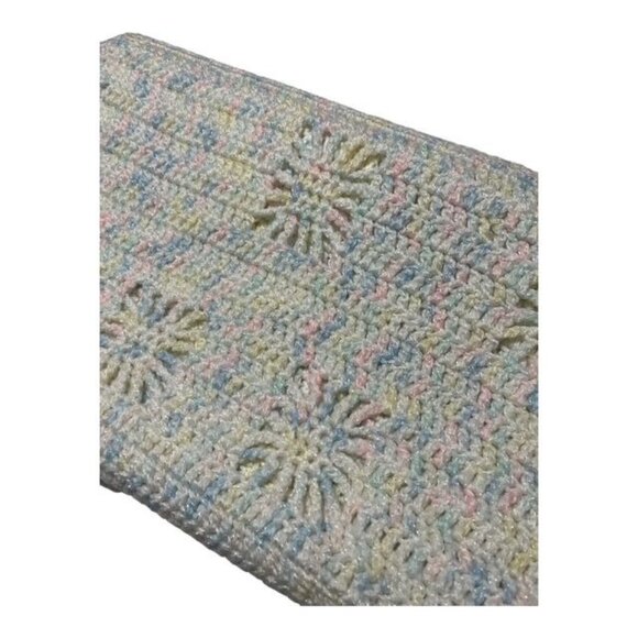 VTG Hand Crocheted Baby Blanket – Late 1990s to Early 2000s – Shimmering Pastel - Picture 2 of 5
